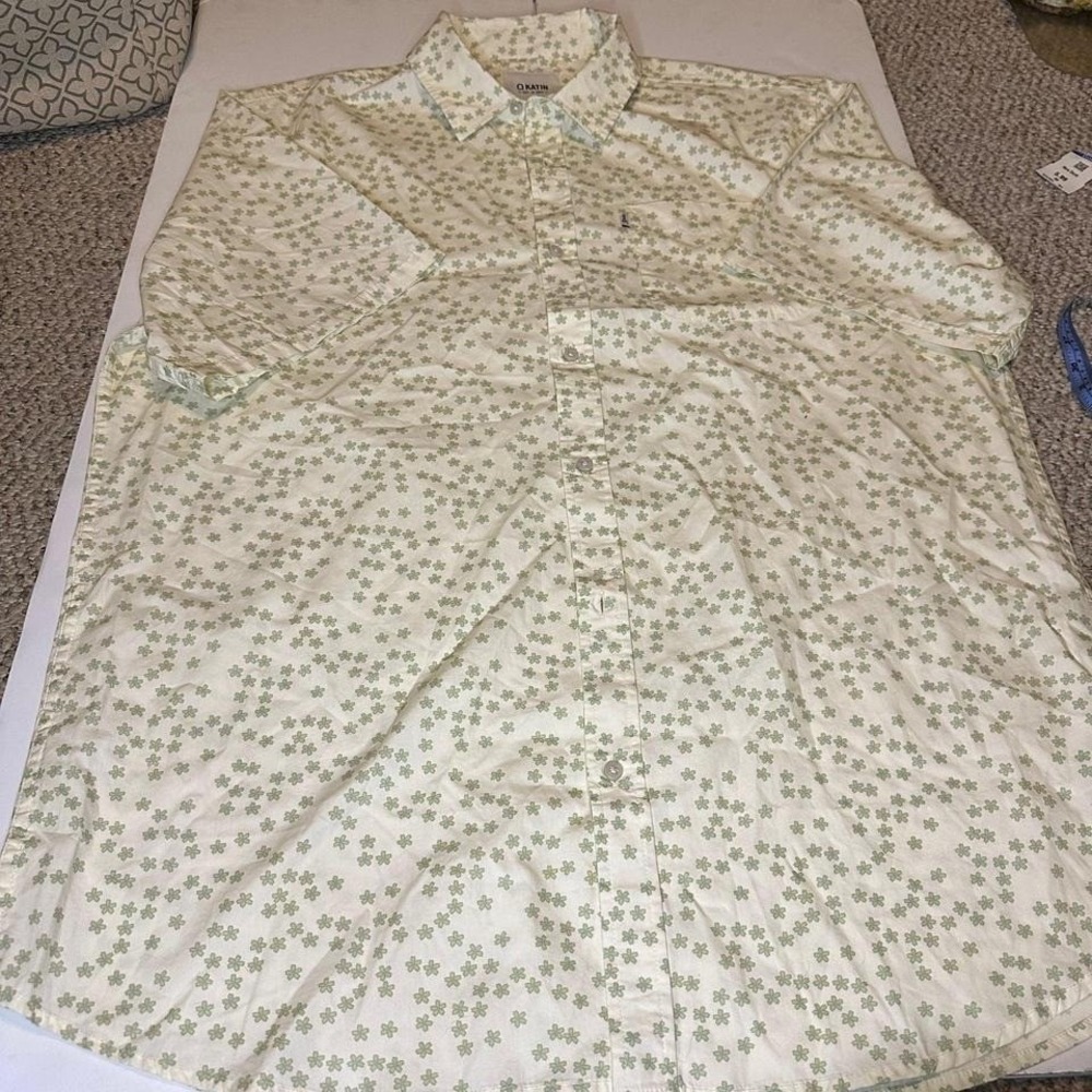 Katin Floral Short Sleeve Button-Up Shirt Men's XXL Sage Green All Over Print‎